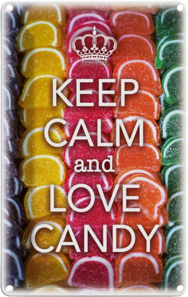 [LA-113852-1812] Blechschild 18x12 cm Keep Calm and love candy Yoga
