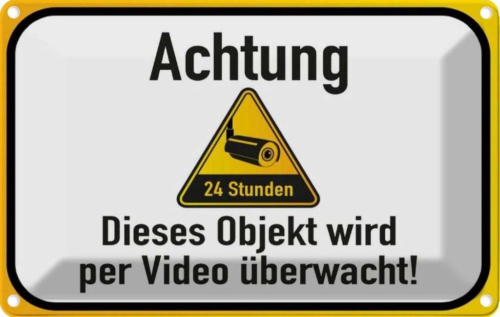 [LA-113867-1812] Blechschild 12x18 cm Achtung Objekt videoüberwacht Warnschild Hinweisschild Sicherheit Vorsicht