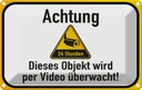 Blechschild 12x18 cm Achtung Objekt videoüberwacht Warnschild Hinweisschild Sicherheit Vorsicht