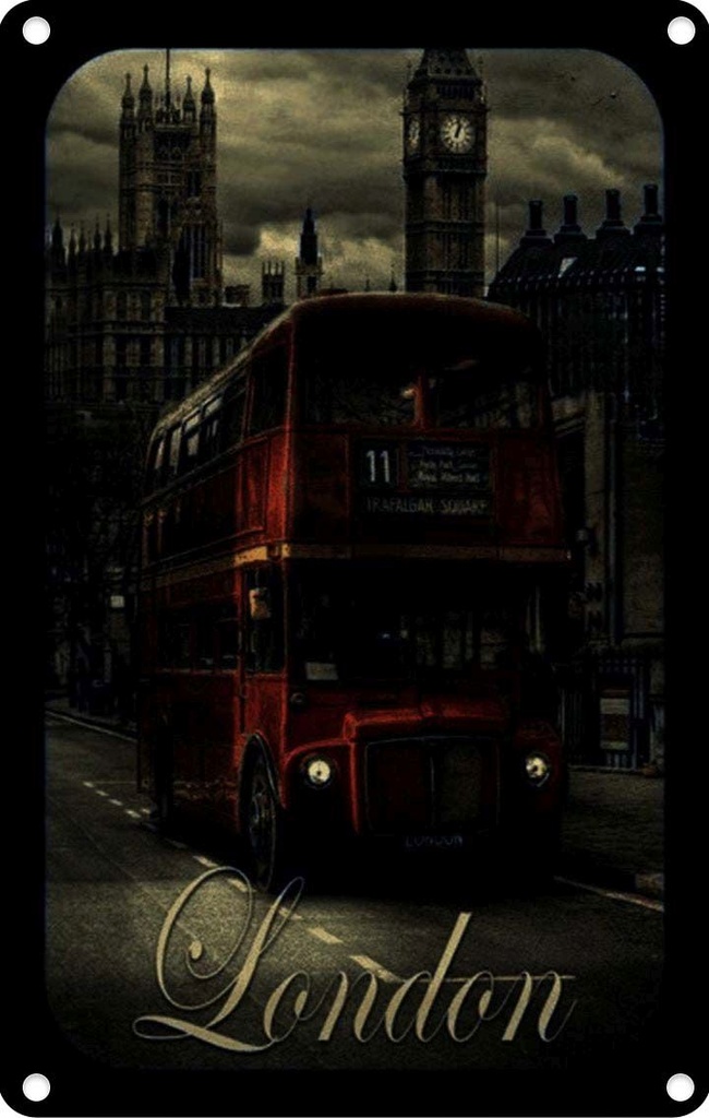 [LA-113892-1812] Blechschild 18x12 cm London Sightseeing Bus red England