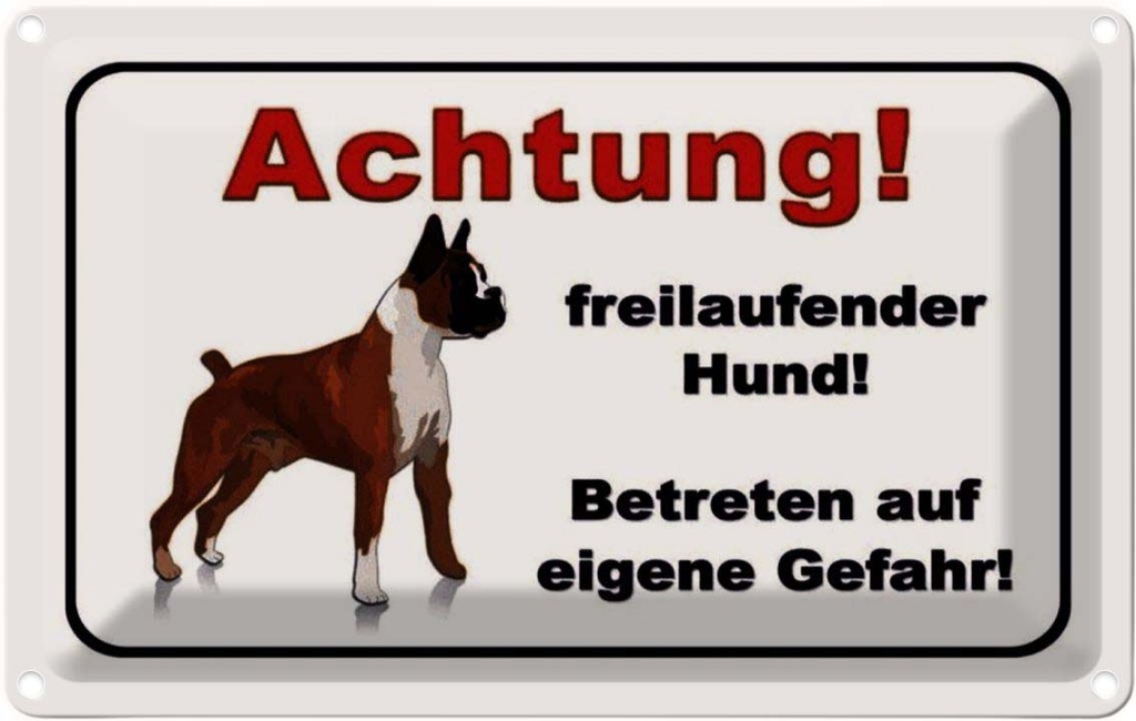 [LA-113902-1812] Blechschild 12x18 cm Achtung freilaufender Hund Warnschild Hinweisschild Sicherheit Vorsicht