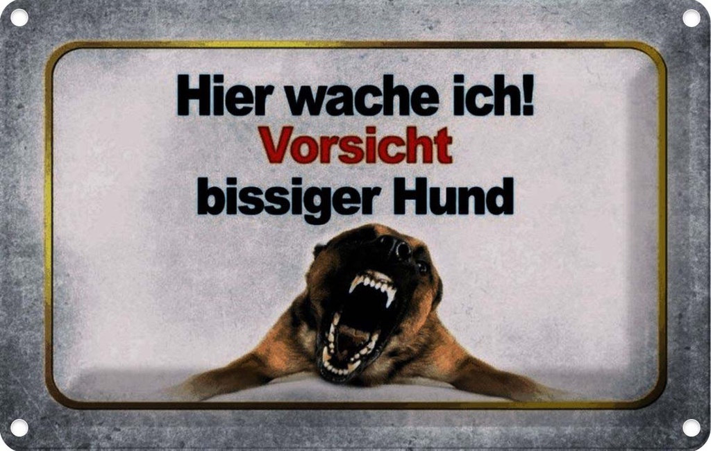 [LA-113908-1812] Blechschild 12x18 cm Vorsicht bissiger Hund Tier Haustier