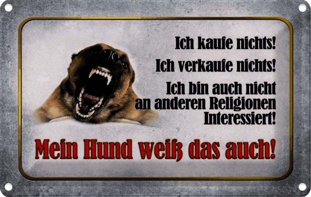 [LA-113909-1812] Blechschild 12x18 cm kaufe nichts mein Hund weiß Tier Haustier