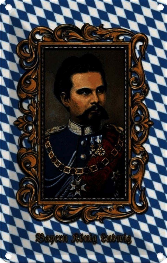 [LA-113916-1812] Blechschild 18x12 cm König Ludwig Porträt Dekoration