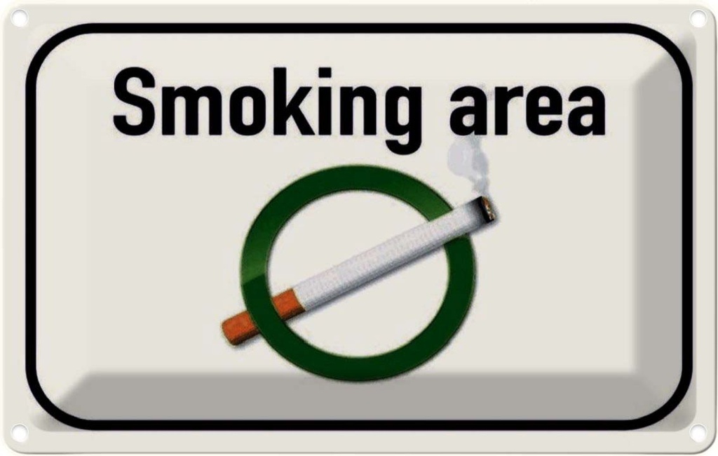 [LA-113922-1812] Blechschild 12x18 cm Smoking area Raucherraum