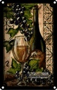 Blechschild 18x12 cm Kunst Stillleben Vino Bianco Weißwein Essen Trinken