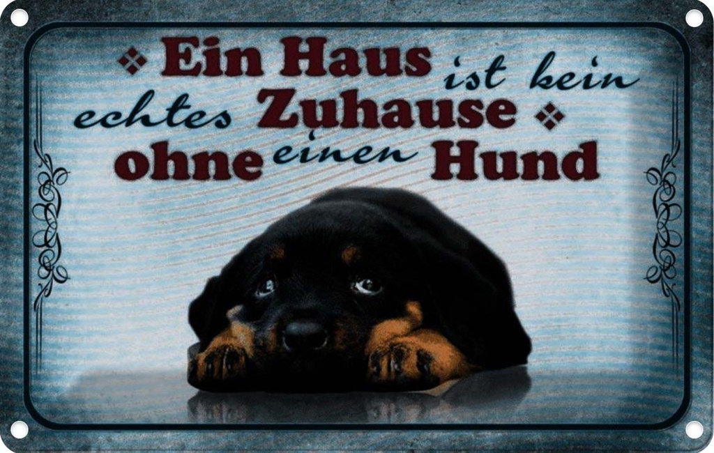 [LA-113932-1812] Blechschild 12x18 cm kein echtes Zuhause ohne Hund Tier Haustier