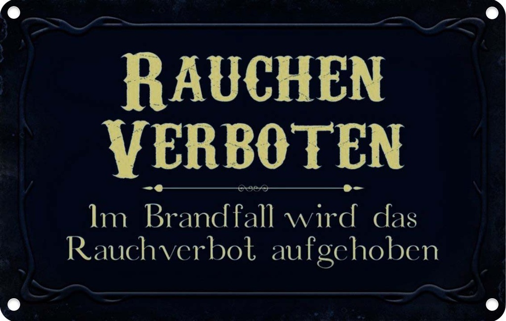 [LA-113948-1812] Blechschild 12x18 cm Rauchen verboten Im Brandfall Warnschild Hinweisschild Sicherheit Vorsicht