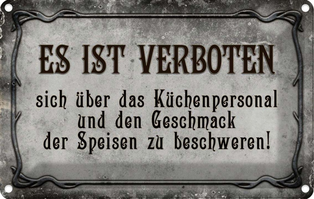 [LA-113974-1812] Blechschild 12x18 cm Verboten über Küchenpersonal Warnschild Hinweisschild Sicherheit Vorsicht