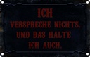 Blechschild 12x18 cm verspreche nichts das halte auch Spruch Zitat
