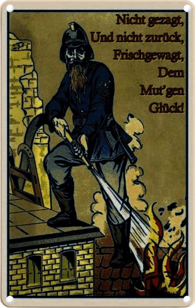 [LA-113987-1812] Blechschild 18x12 cm Feuerwehrmann nicht gezagt und Beruf Arbeit