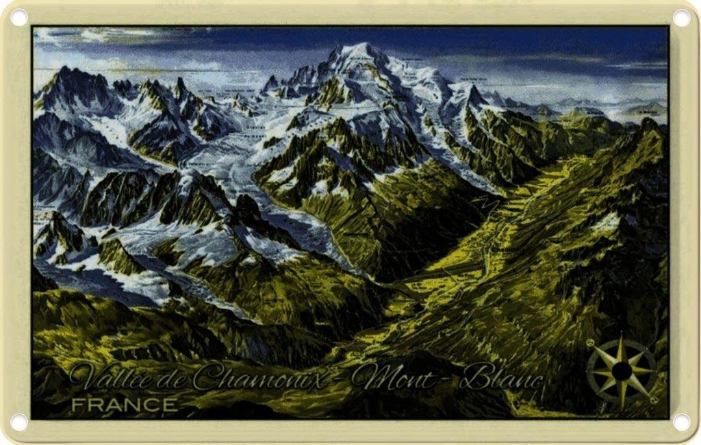 [LA-113988-1812] Blechschild 12x18 cm France Vallee de Chamonix Mont Blanc Europa