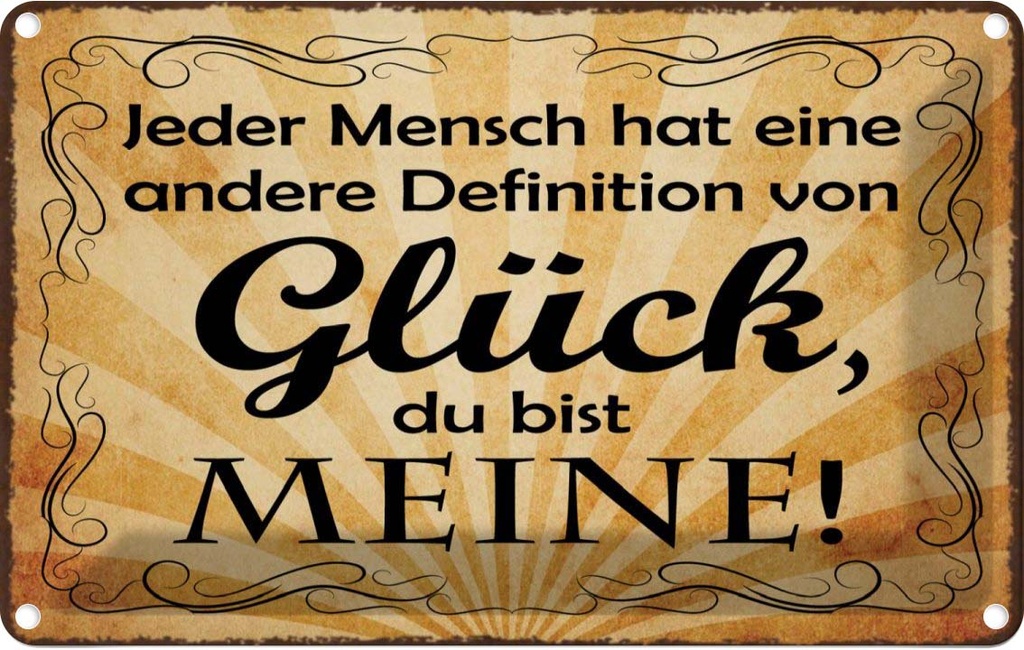 [LA-113991-1812] Blechschild 12x18 cm Definition Glück du bist meine Dekoration Spruch Zitat