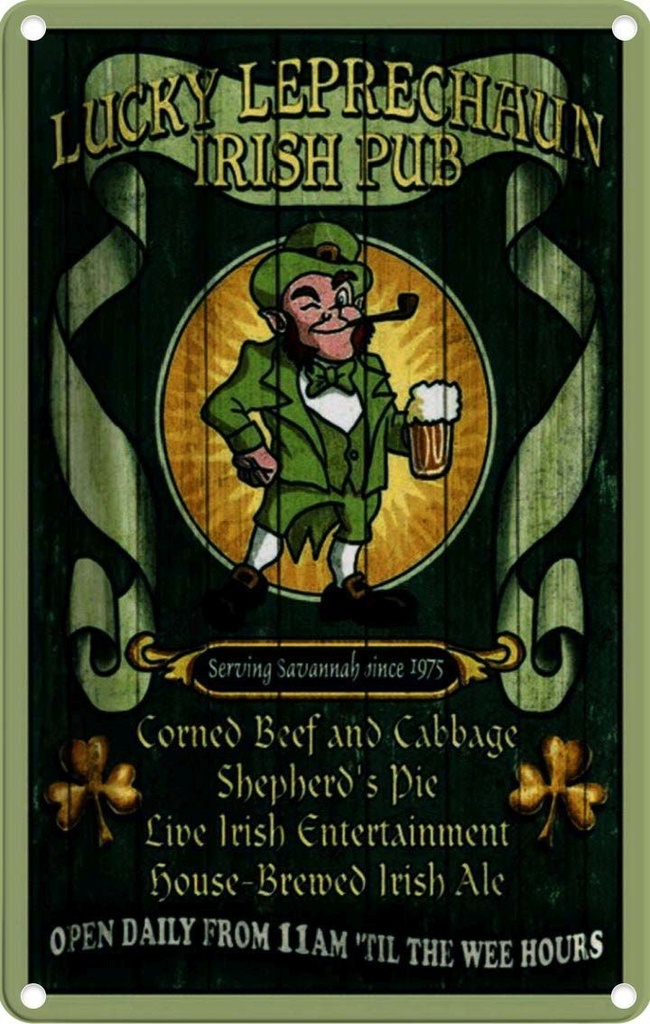 [LA-113999-1812] Blechschild 18x12 cm Bier Irish Pub open daily from 11am