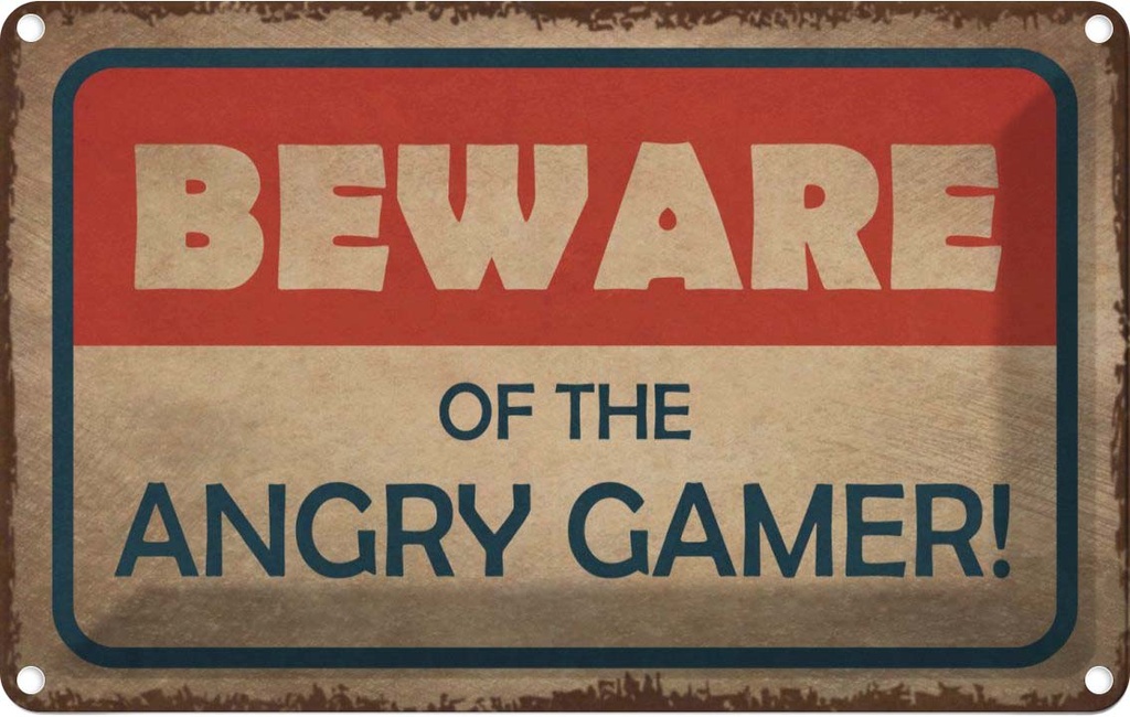 [LA-114002-1812] Blechschild 12x18 cm beware of the angry gamer Dekoration
