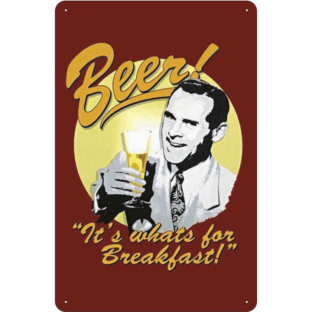 [LA-114003-1812] Blechschild 18x12 cm Bier Beer it´s whats for Breakfast