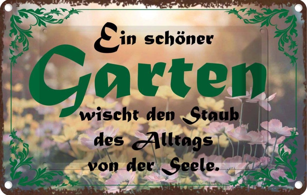 [LA-114011-1812] Blechschild 12x18 cm schöner Garten wischt den Staub Geschenk