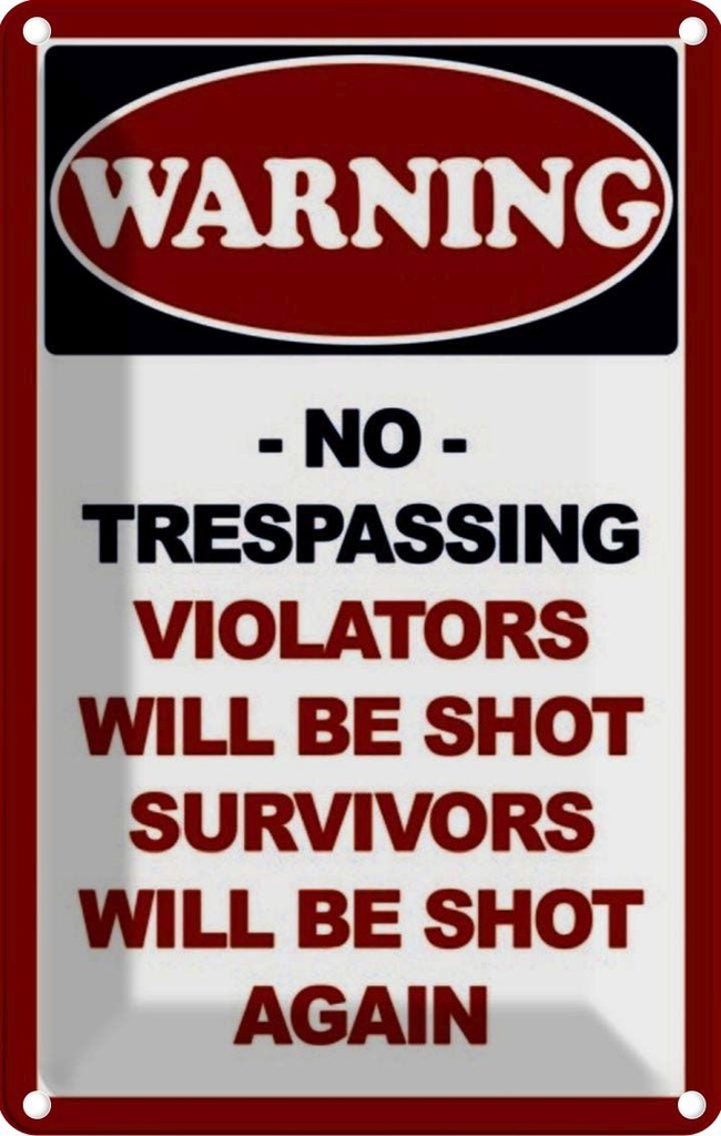 [LA-114020-1812] Blechschild 18x12 cm Warning no trespadding Warnschild Hinweisschild Sicherheit Vorsicht