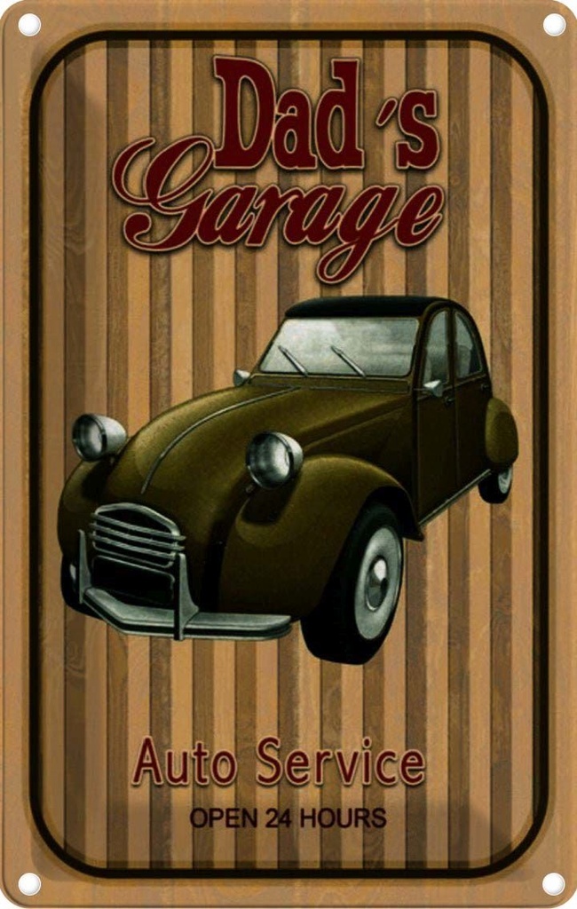 [LA-114037-1812] Blechschild 18x12 cm Dad´s Garage Auto Service open 24 Werkstatt