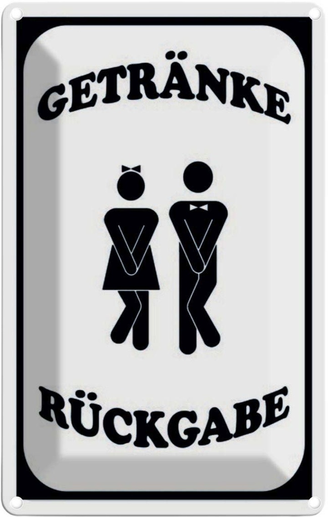 [LA-114039-1812] Blechschild 18x12 cm Getränke Rückgabe WC lustig Geschenk Witz Humor Spaß