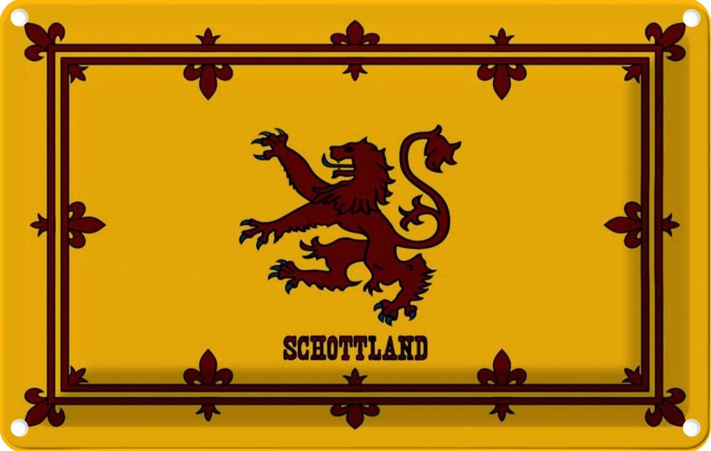 [LA-114041-1812] Blechschild 12x18 cm Schottland Königswappen Flagge Fahne Wappen
