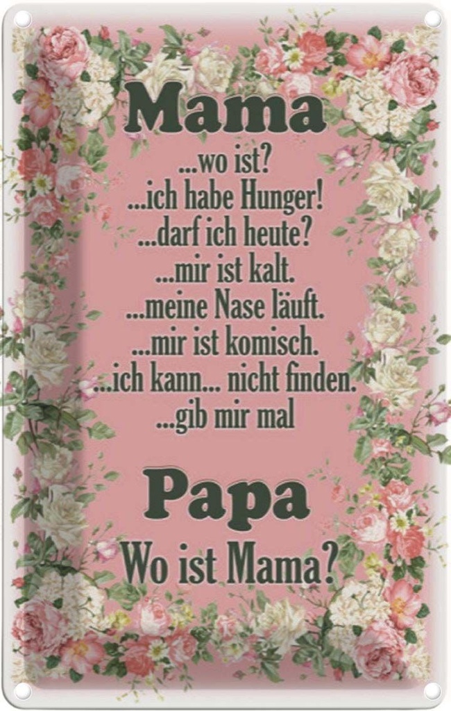 [LA-114042-1812] Blechschild 18x12 cm Mama ich habe Hunger ist kalt Familie Freunde