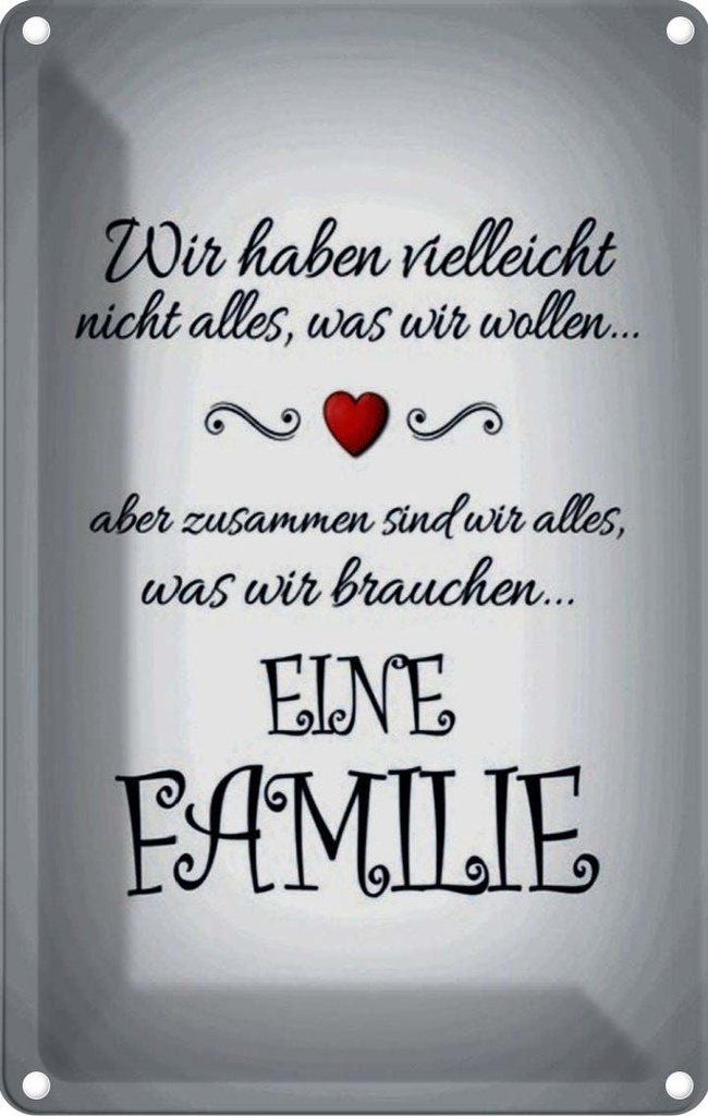 [LA-114060-1812] Blechschild 18x12 cm Zusammen wir alles eine Familie Spruch Zitat
