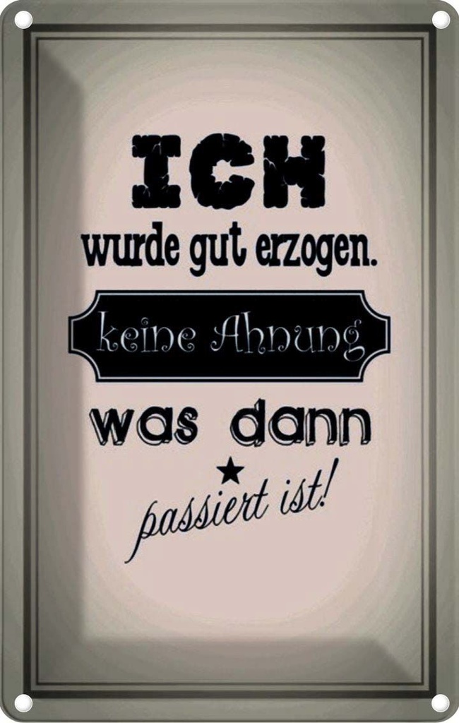 [LA-114071-1812] Blechschild 18x12 cm ich gut erzogen dann passiert Dekoration Spruch Zitat