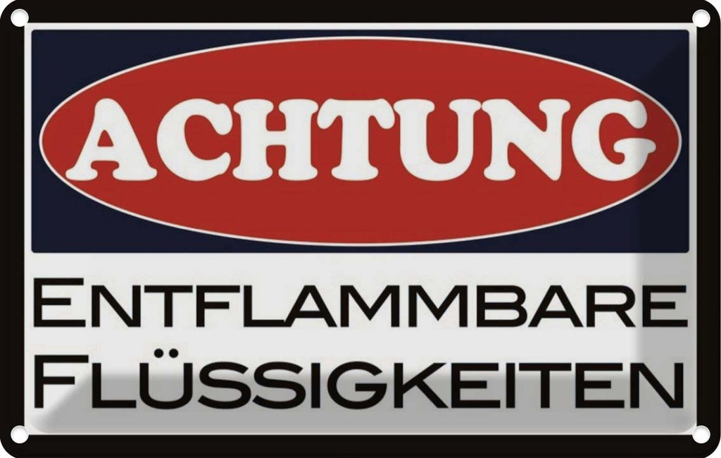 [LA-114084-1812] Blechschild 12x18 cm Achtung entflammbar Flüssigkeit Warnschild Hinweisschild Sicherheit Vorsicht