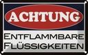 Blechschild 12x18 cm Achtung entflammbar Flüssigkeit Warnschild Hinweisschild Sicherheit Vorsicht