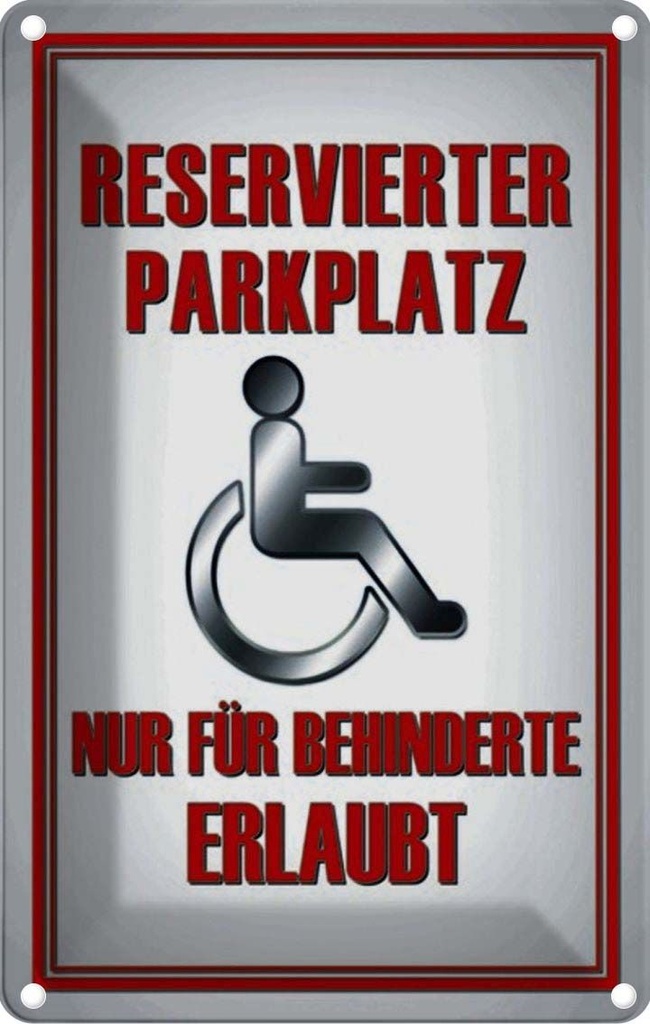 [LA-114085-1812] Blechschild 18x12 cm Paken Parkplatz nur für Behinderte Parkplatzschild