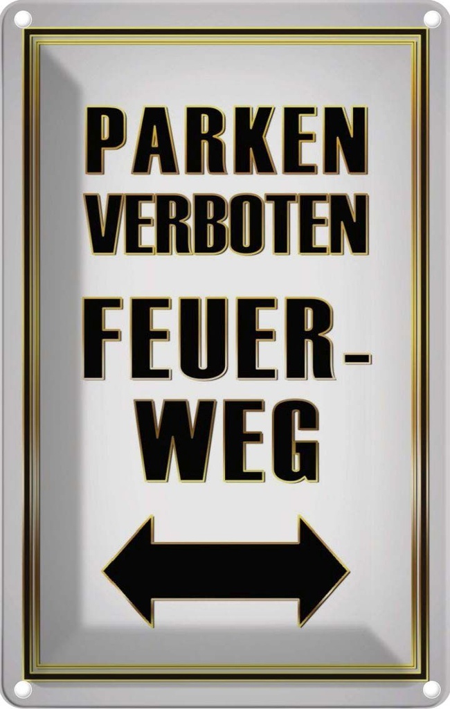 [LA-114088-1812] Blechschild 18x12 cm Parken verboten Feuerweg Warnschild Hinweisschild Sicherheit Vorsicht