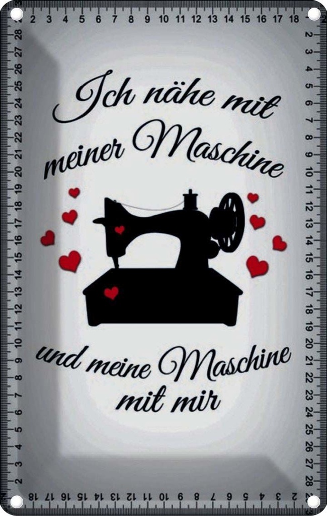[LA-114095-1812] Blechschild 18x12 cm ich nähe mit meiner Maschine Sport Hobby Spruch Zitat