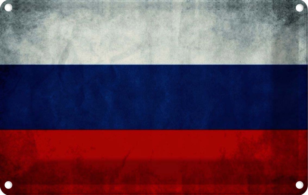 [LA-114120-1812] Blechschild 12x18 cm Russland Fahne Russia Flagge Wappen