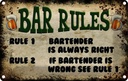 Blechschild 12x18 cm Bier Bar Rules Bartender always Club Alkohol