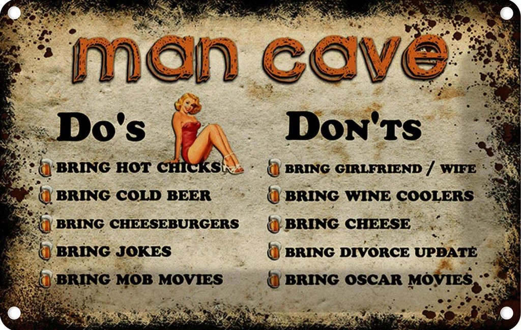 [LA-114131-1812] Blechschild 12x18 cm Man Cave Do´s Don´ts Männer Frauen Spruch Zitat