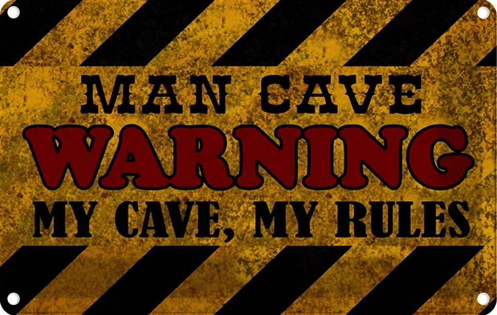 [LA-114148-1812] Blechschild 12x18 cm man cave warning my rules Dekoration