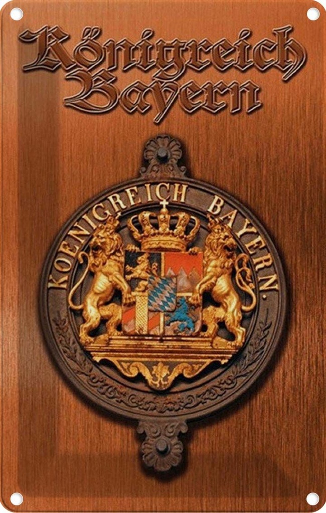 [LA-114176-1812] Blechschild 18x12 cm Königreich Bayern Wappen Flagge Abenteuer Reisen Urlaub Fahne