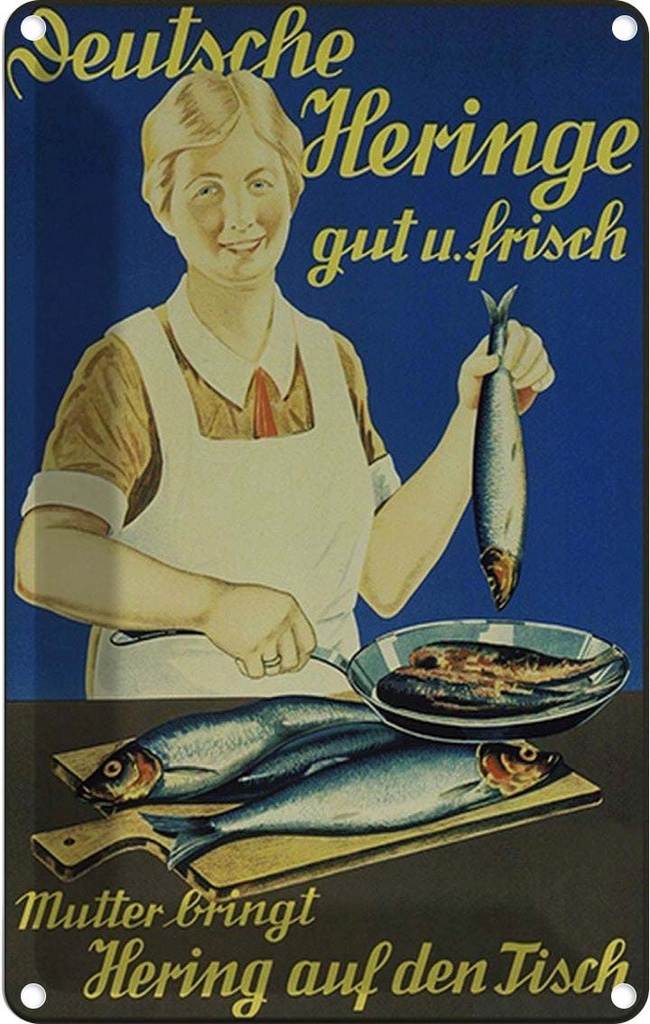 [LA-114191-1812] Blechschild 18x12 cm Fisch Deutsche Heringe gut frisch Warnschild Hinweisschild Sicherheit Vorsicht