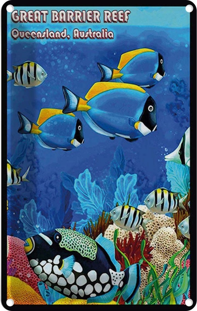 [LA-114215-1812] Blechschild 18x12 cm great barrier reef Queensland Dekoration
