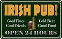 Blechschild 12x18 cm Irish Pub gold Beer open 24 Warnschild Hinweisschild Sicherheit Vorsicht