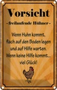 Blechschild 18x12 cm Vorsicht freilaufende Hühner Warnschild Hinweisschild Sicherheit