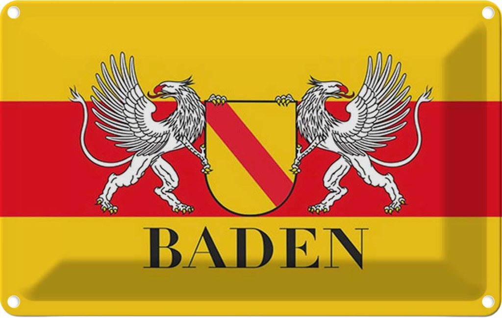 [LA-114248-1812] Blechschild 12x18 cm Baden Wappen Flagge Abenteuer Reisen Urlaub Fahne