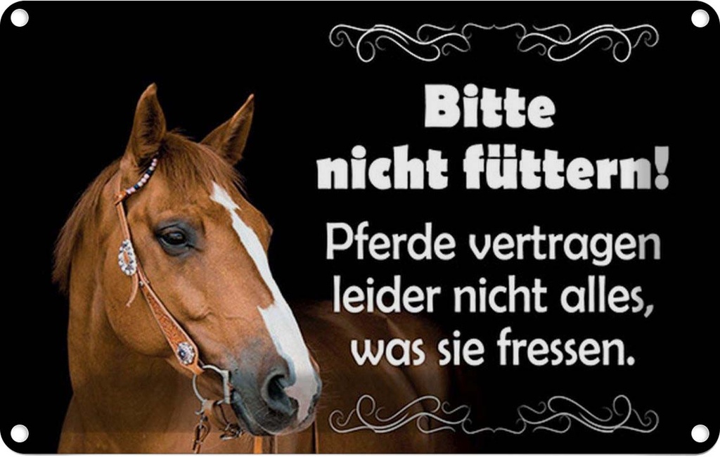 [LA-114251-1812] Blechschild 12x18 cm Bitte nicht füttern Pferde Warnschild Hinweisschild Sicherheit Vorsicht