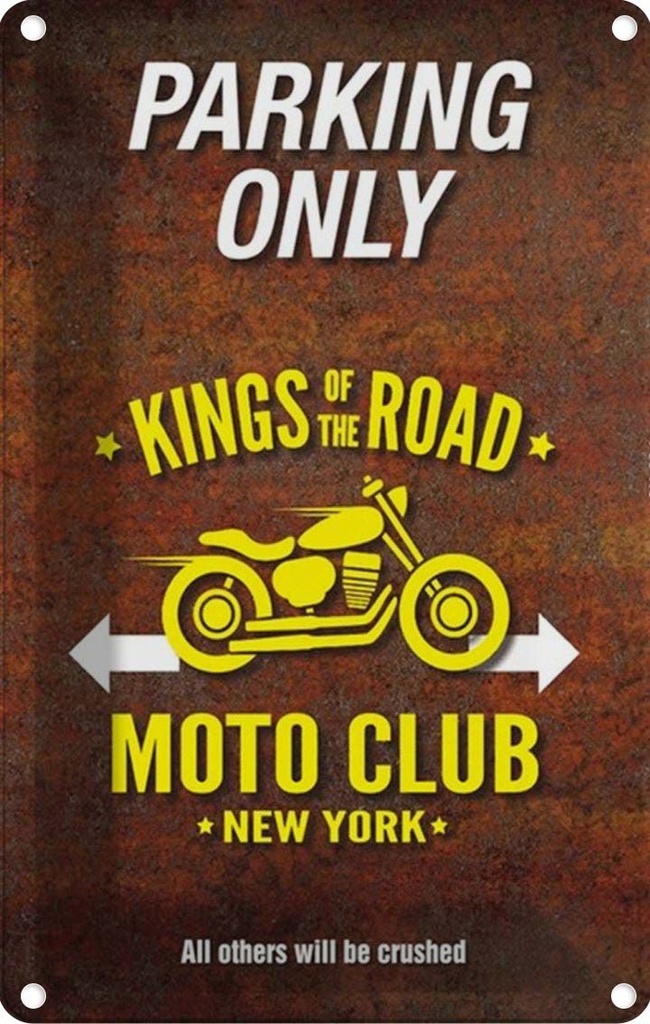 [LA-114266-1812] Blechschild 18x12 cm parking only moto club new york Parkplatzschild