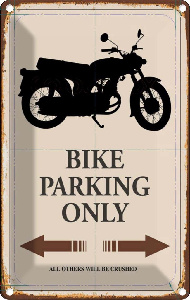 [LA-114287-1812] Blechschild 18x12 cm Bike parking only Motorrad Parkplatzschild