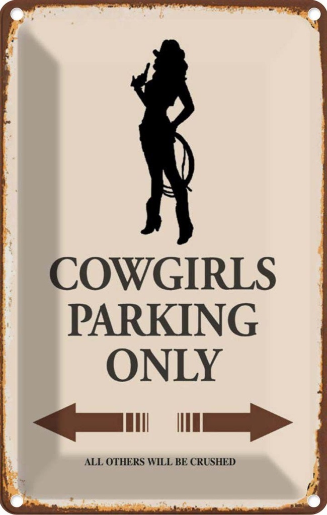 [LA-114296-1812] Blechschild 18x12 cm Cowgirls parking only Warnschild Hinweisschild Sicherheit Vorsicht
