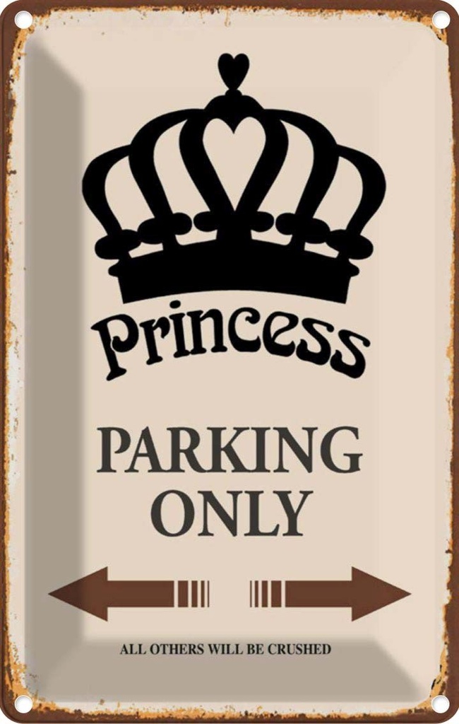 [LA-114305-1812] Blechschild 18x12 cm Princess parking only Korona Parkplatzschild
