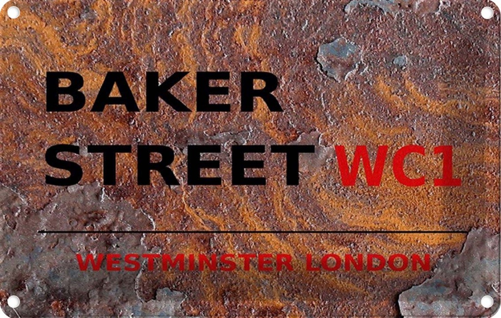 [LA-114315-1812] Blechschild 12x18 cm Street Baker WC1 Abenteuer Reisen England Urlaub