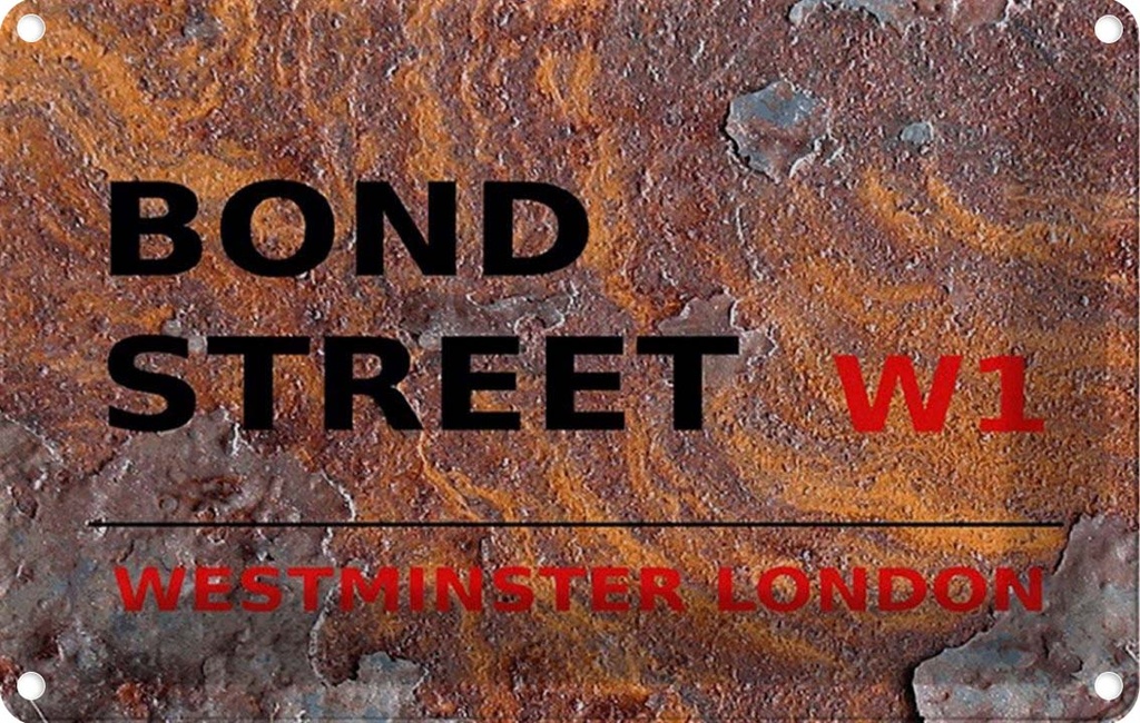 [LA-114321-1812] Blechschild 12x18 cm Bond Street W1 Abenteuer Reisen England Urlaub